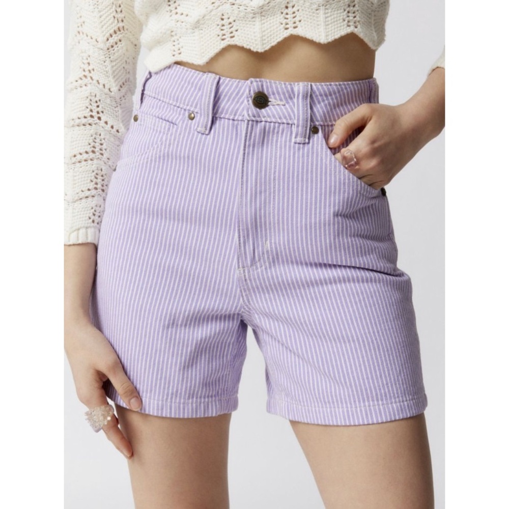 Dickies Hickory Stripe Carpenter Shorts in Lilac